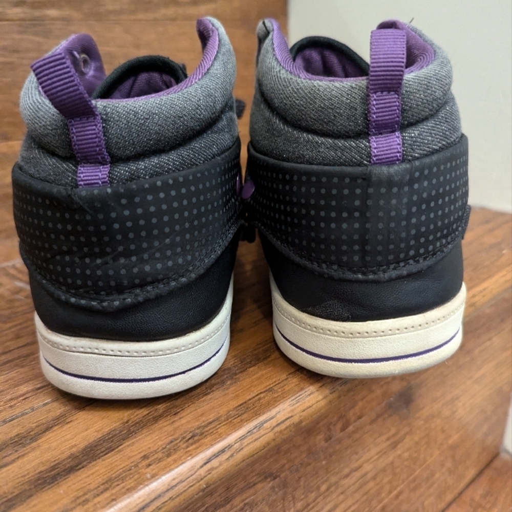 Black and Purple High-Top Vegan Leather Sneakers Sz 10 - Picture 6 of 12